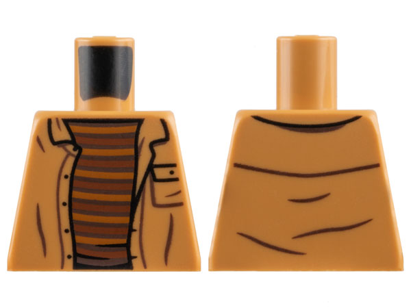 Torso Shirt Open with Pocket over Shirt with Dark Brown, Medium Nougat, and Reddish Brown Stripes Pattern