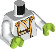 Torso SW Robe, Bright Light Orange Trim and Hood, Reddish Brown and Tan Sash Pattern / White Arms / Lime Hands