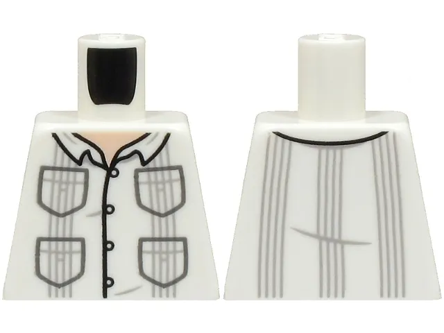 Torso Shirt with Collar, 4 Pockets, and Light Bluish Gray Pleats, Light Nougat Neck Pattern