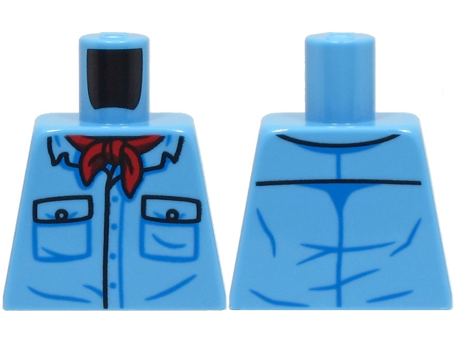 Torso Shirt with 2 Pockets with Black Buttons Outline, Red Bandana Pattern