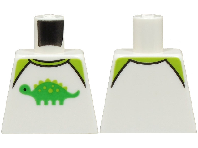 Torso Shirt with Lime Collar and Bright Green Dinosaur Pattern
