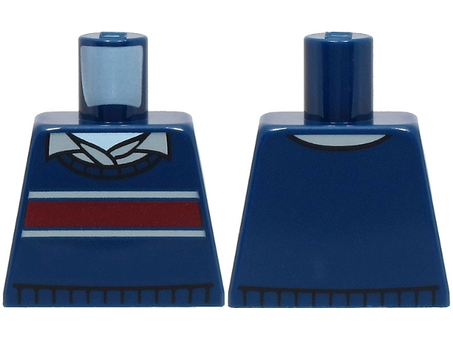 Torso Sweater with Dark Red Stripe over Light Bluish Gray Shirt and White Undershirt Pattern