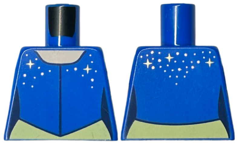 Torso Dress with Gold Sparkles and Dots and Bright Light Yellow Skirt, Light Nougat Neck Pattern