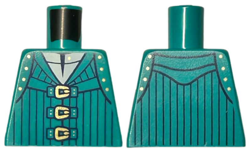 Torso Vest with Dark Blue Pinstripes and Gold Buckles and Dots over White Shirt Pattern