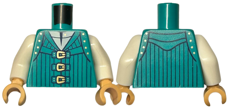 Torso Vest with Dark Blue Pinstripes and Gold Buckles and Dots over White Shirt Pattern / White Arms / Medium Tan Hands