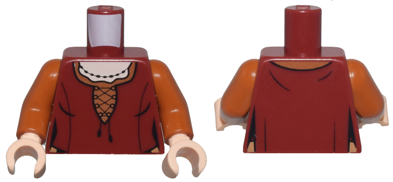 Torso Female Blouse with Laces over Dark Orange Shirt, Black Necklace, Light Nougat Neck Pattern / Dark Orange Arms / Light Nougat Hands