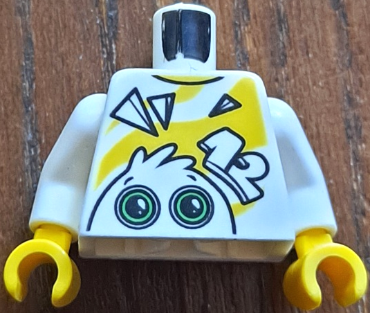 Torso LEGO World 2020 with Yellow Stripes, Head with Eyes and Number 12 Pattern / White Arms / Yellow Hands