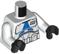 Torso SW Armor Clone Captain Vaughn with Blue 501st Legion Markings Detailed, Light Bluish Gray Rectangle Pattern (Clone Wars) / White Arms / Black Hands