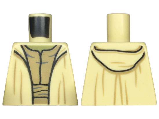 Torso SW Robe Open with Hood and Small Creases over Dark Tan Layered Shirt, Olive Green Neck Pattern