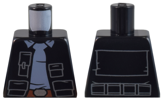 Torso SW Vest Open with Pockets over Sand Blue Shirt with Collar, Reddish Brown Belt with Silver Buckle Pattern