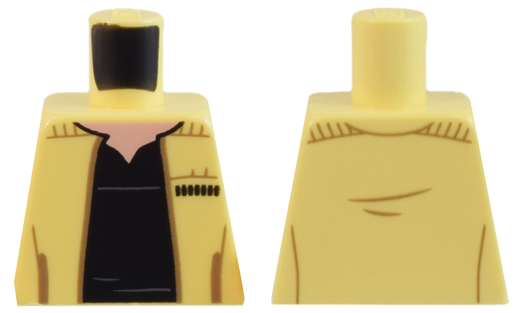 Torso SW Ceremonial Jacket with Dark Tan Trim over Black V-Neck Shirt, Light Nougat Neck Pattern