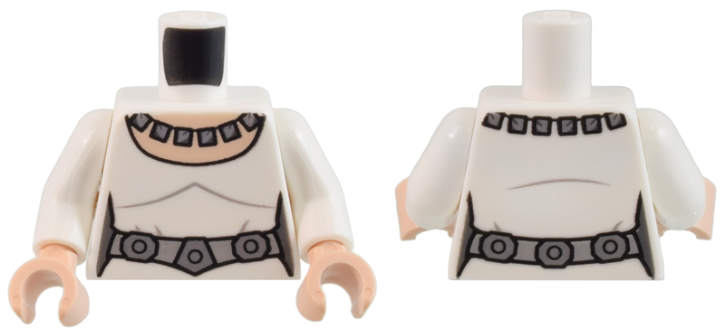 Torso SW Female Ceremonial Dress, Silver Necklace and Detailed Belt with 3 Emblems, Light Nougat Neck Pattern / White Arms / Light Nougat Hands