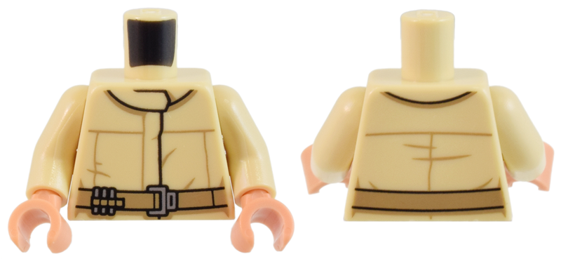 Torso SW Mechanic Jumpsuit Coveralls with Band Collar, Dark Tan Belt with Silver Buckle Pattern / Tan Arms / Nougat Hands