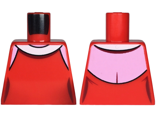 Torso Female Dress Top with White Collar over Bright Pink Shoulders, Neck and Back Pattern