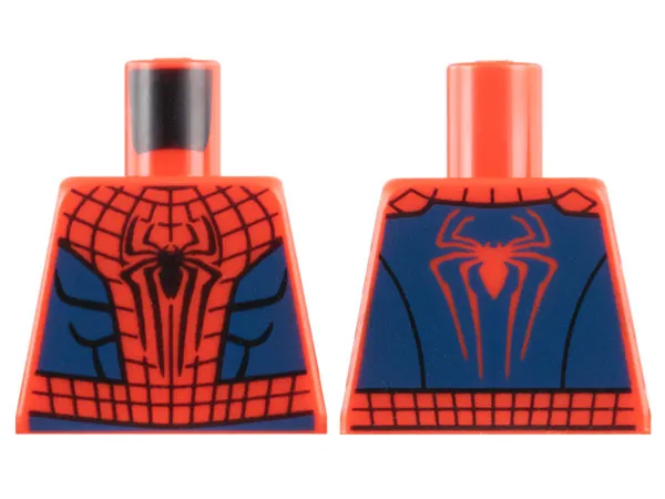 Torso Spider-Man Costume with Black Webbing, Spider with Long Legs, Dark Blue Side Panels and Waist Pattern