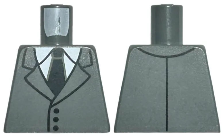 Torso Suit Jacket with 3 Buttons over White Shirt, Black Tie Pattern