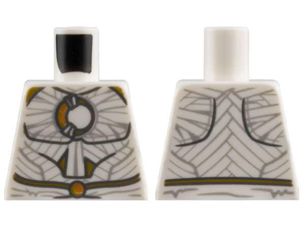 Torso Layered Wrappings, Gold Crescent Moon, Shoulders, and Thin Belt with Circle Buckle Pattern