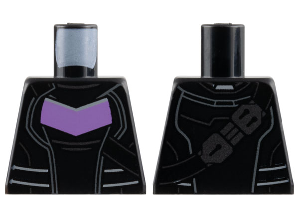 Torso Armor with Light Bluish Gray Lines and Medium Lavender Chevron, Strap with Dark Silver Buckle Pattern