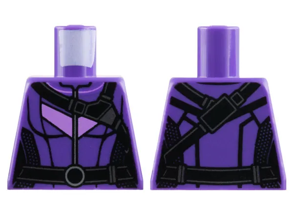 Torso Female Shirt with Lavender Chevron and Black Side Panels, Straps, and Belt with Circle Buckle Pattern