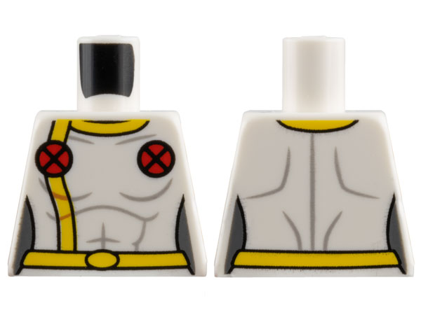 Torso Female Super Hero Costume with Yellow Collar, Stripe, and Belt, 2 Red Circles with X-Men Logo Pattern