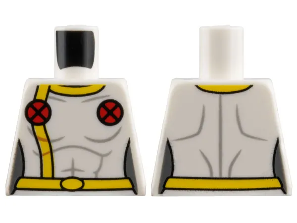 Torso Female Super Hero Costume with Yellow Collar, Stripe, and Belt, 2 Red Circles with X-Men Logo Pattern