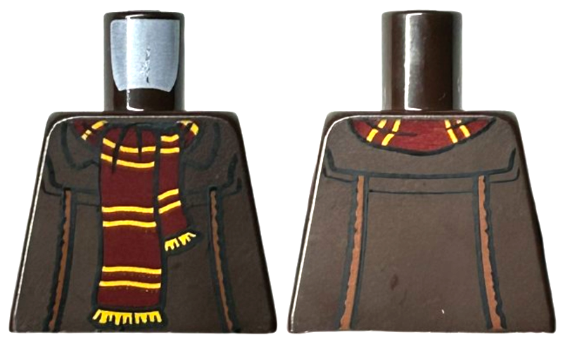 Torso Jacket with Dark Orange Piping, Dark Red Scarf with Yellow Stripes and Fringe Pattern