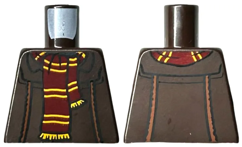 Torso Jacket with Dark Orange Piping, Dark Red Scarf with Yellow Stripes and Fringe Pattern