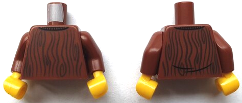 Torso Sweater with Dark Brown Wood Grain Pattern (BAM) / Reddish Brown Arms / Yellow Hands