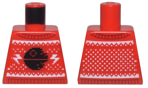 Torso Knit Fair Isle Holiday Sweater with Black SW Death Star II, White Trim and Lightning Bolts Pattern