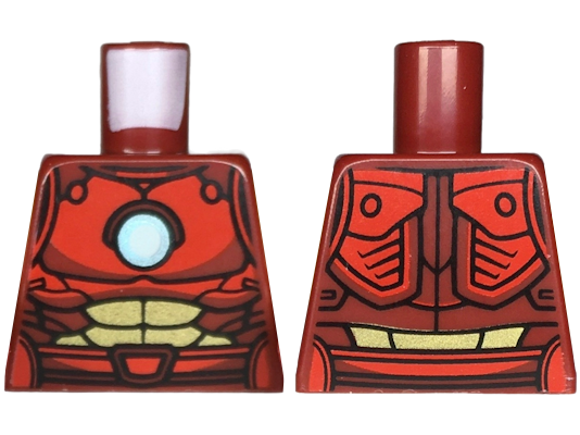 Torso Armor, White and Metallic Light Blue Circle Arc Reactor, Red and Gold Plates, Trim and Belt Pattern