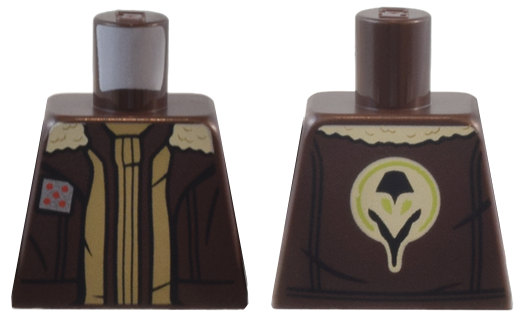 Torso SW Aviator Jacket Open with Tan Fur Collar, Dark Tan Trim, and Silver Square Badge over Ribbed Shirt, The Ghost Crew Insignia on Back Pattern