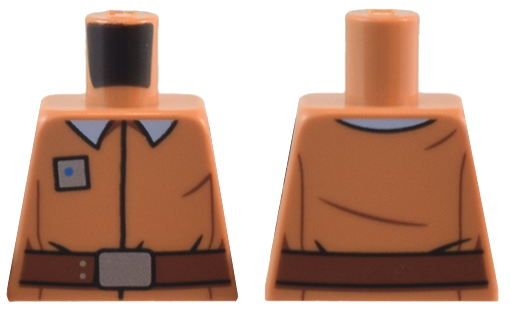 Torso SW Uniform Shirt with Bright Light Blue Collar and Silver Square Badge, Reddish Brown Belt with Buckle Pattern