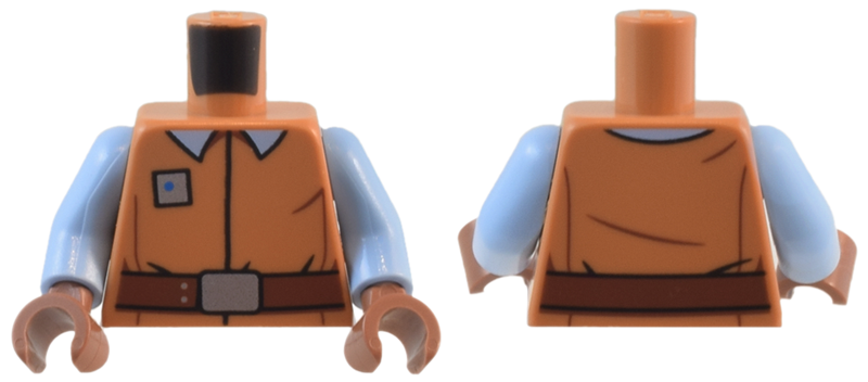 Torso SW Uniform Shirt with Bright Light Blue Collar and Silver Square Badge, Reddish Brown Belt with Buckle Pattern / Bright Light Blue Arms / Medium Brown Hands