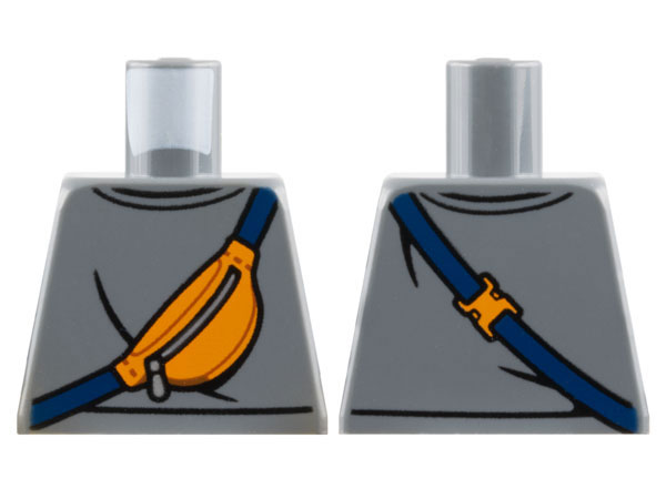 Torso Sweater and Orange Sling Bag with Dark Blue Strap and Silver Zipper Pattern