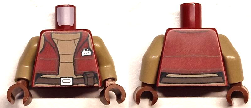 Torso Female SW Vest Open with Badge over Dark Tan Shirt, Dark Brown Belt with Pouch and Silver Buckle Pattern / Dark Tan Arms / Reddish Brown Hands