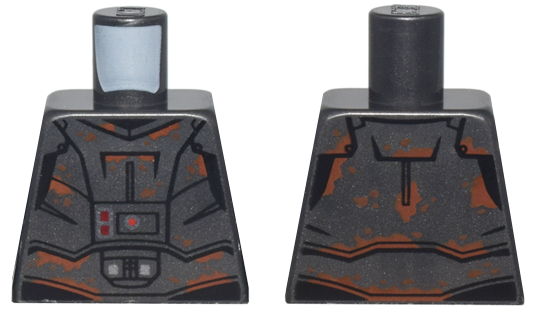 Torso SW Armor Plates with Dark Orange Dirt, Red and Silver Buttons Pattern