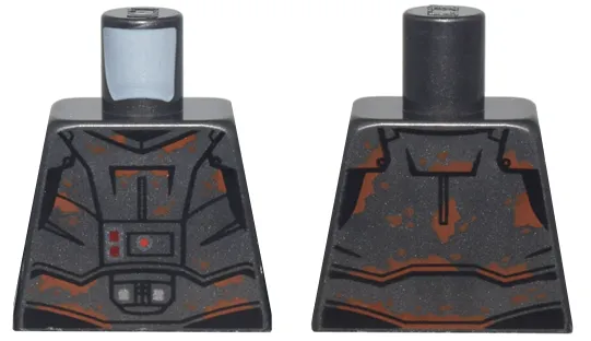 Torso SW Armor Plates with Dark Orange Dirt, Red and Silver Buttons Pattern
