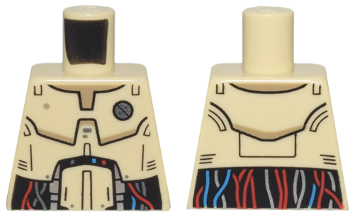 Torso SW Mark IV Architect Droid with Dark Tan Neck and Red, Dark Azure, and Silver Wires Pattern