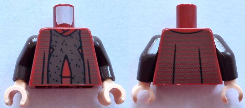 Torso SW Robe Open with Dark Brown Dots over Double Vertical Sash with Black Speckles Pattern / Dark Brown Arms / Light Nougat Hands