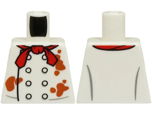 Torso Chef Jacket with 8 Buttons and Dark Orange Splotches, Red Neckerchief Scarf Pattern (BAM)