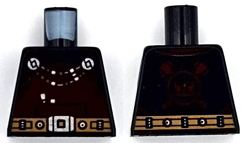 Torso Dark Red Overalls with Tools, Chain, Medium Nougat Belt with Silver Buckle, Helmet and Crossed Hammers on Back Pattern