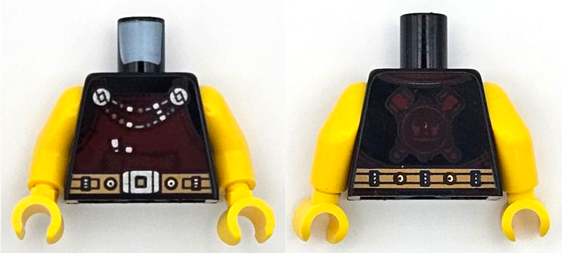 Torso Dark Red Overalls with Tools, Chain, Medium Nougat Belt with Silver Buckle, Helmet and Crossed Hammers on Back Pattern / Yellow Arms / Yellow Hands