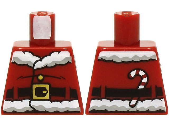 Torso Santa Jacket with White Fur Collar and Waistband, Black Creases and Belt with Gold Buckle, Candy Cane on Back Pattern (BAM)