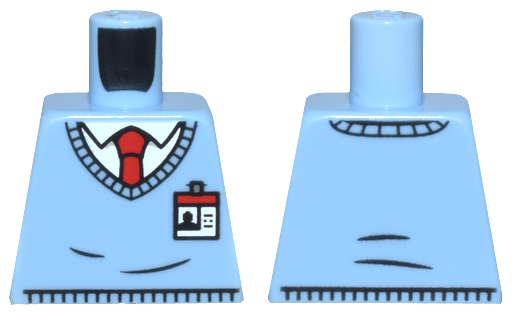 Torso Sweater Vest over White Shirt, Red Tie, ID Badge Pattern