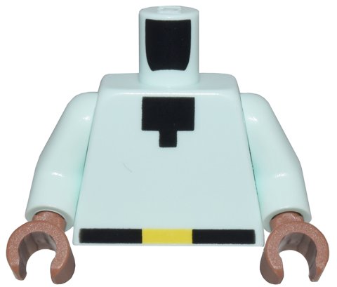 Torso Pixelated Black Neck and Belt with Yellow Buckle Pattern / Light Aqua Arms / Medium Brown Hands