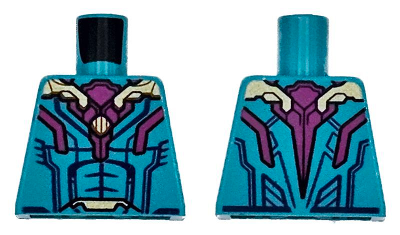 Torso Armor with Gold Shoulder Pads, Magenta Armor Plates and Black Muscles Outline Pattern