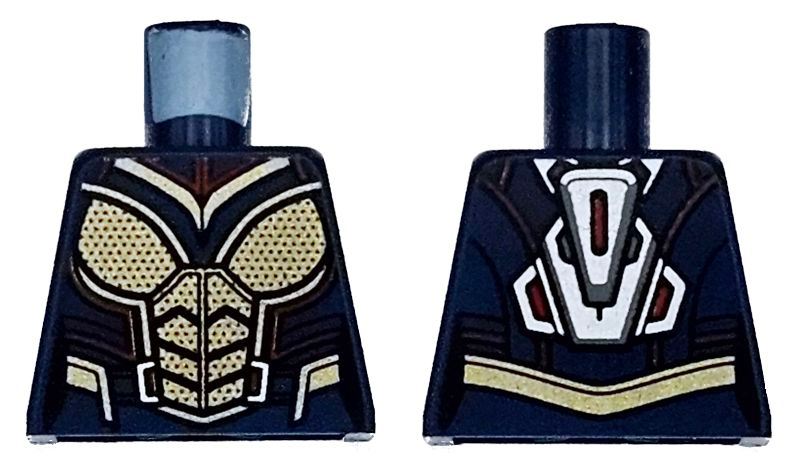 Torso Female Armor with Gold Plates and Red Trim, Silver Jet Pack on Back Pattern
