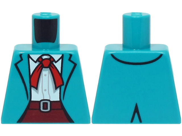 Torso Jacket over White Shirt, Dark Red Skirt with Light Bluish Gray Buckle, Red Neckerchief Pattern