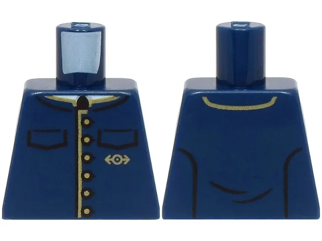 Torso Train Uniform Jacket with 2 Pockets, Gold Buttons, Trim and Logo Pattern