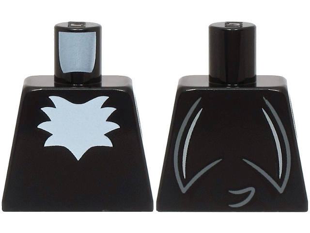 Torso with White Chest Fur and Light Bluish Gray Tail on Back Pattern